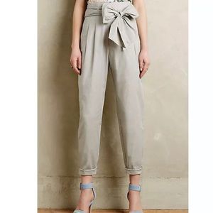 Anthropologie Grey Tie Trousers Pants Sz 4